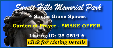 4 Single Grave Space $MAKE OFFER Sunset Hills Memorial Park Portland, OR Prayer #cemeteryexchange 25-0519-6