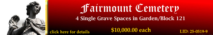 4 Single Grave Spaces $10Kea! Fairmount Cemetery Denver, CO Block 121 #cemeteryexchange 25-0519-9