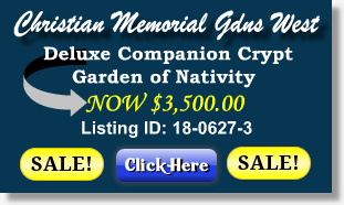 Deluxe Companion Crypt on Sale Now $3500! Christian Memorial Gardens West Rochester Hills, MI Garden of Nativity The Cemetery Exchange