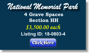 4 Grave Spaces for Sale $3500ea - National Memorial Park - Falls Church, VA - The Cemetery Exchange