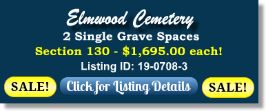 2 Single Grave Spaces on Sale Now $1695ea! Elmwood Cemetery Columbia, SC Section 130 The Cemetery Exchange