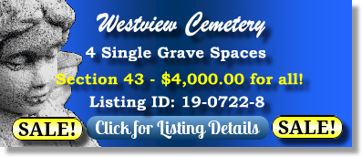 4 Grave Spaces for Sale $4K for all! Westview Cemetery Atlanta, GA Section 43 The Cemetery Exchange