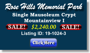 Crypt on Sale Now $2240! Rose Hills Memorial Park Putnam Valley, NY Mountainview I The Cemetery Exchange