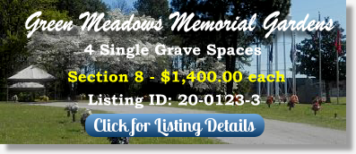 4 Single Grave Spaces for Sale $1400ea! Green Meadow Memorial Gardens Conyers, GA The Cemetery Exchange