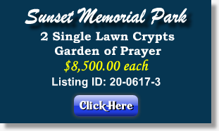 2 Single Lawn Crypts for Sale $8500ea! Sunset Memorial Park North Olmstead, OH Gdn of Prayer The Cemetery Exchange