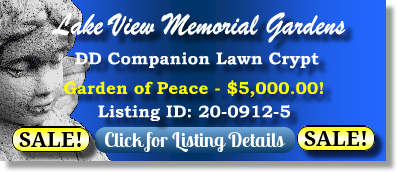 DD Companion Lawn Crypt on Sale Now $5K! Lake View Memorial Gardens Fairview Heights, IL Peace The Cemetery Exchange