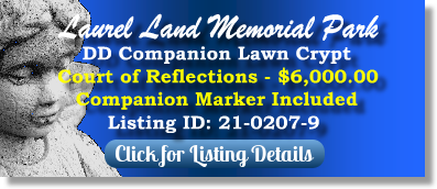 DD Companion Lawn Crypt for Sale $6K! Laurel Land Memorial Park Fort Worth, TX Court of Reflections The Cemetery Exchange