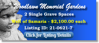 2 Single Grave Spaces for Sale $2100ea! Woodlawn Memorial Gardens Harrisburg, PA Well of Samaria The Cemetery Exchange