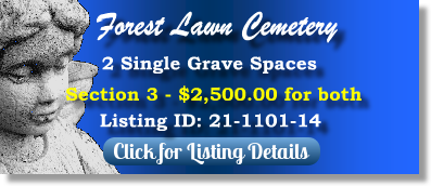 2 Single Grave Spaces for Sale $2500 for both! Forest Lawn Cemetery Richmond, VA Section 3 The Cemetery Exchange