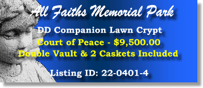 DD Companion Lawn Crypt $9500! All Faiths Memorial Park Casselberry, FL Court of Peace #cemeteryexchange 22-0401-4