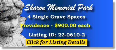 4 Single Grave Spaces $900ea!! Sharon Memorial Park Charlotte, NC Providence The Cemetery Exchange 22-0610-2