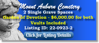 2 Single Grave Spaces for Sale $6K for both! Mount Auburn Cemetery Stickney, IL Devotion The Cemetery Exchange 22-0923-2