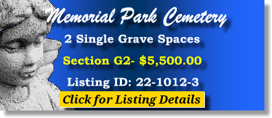 2 Single Grave Spaces $5500ea! Memorial Park Cemetery Skokie, IL Section 32 #cemeteryexchange 22-1012-3