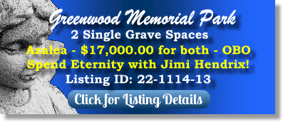 2 Single Grave Spaces for Sale $17K for both! Greenwood Memorial Park Renton, WA Azalea The Cemetery Exchange 22-1114-13