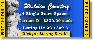 4 Single Grave Spaces $800ea! Westview Cemetery Atlanta, GA Terrace D #cemeteryexchange 22-1209-3