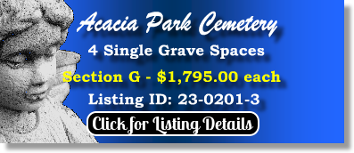 4 Single Grave Spaces for Sale $1795ea! Acacia Park Cemetery North Tonawanda, NY Section G The Cemetery Exchange 23-0201-3