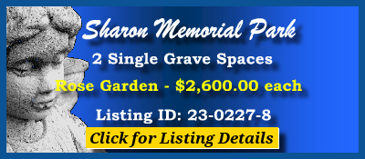 2 Single Grave Spaces $2600ea! Sharon Memorial Park Charlotte, NC Rose #cemeteryexchange 23-0227-8