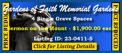 4 Single Grave Spaces $1900ea! Gardens of Faith Memorial Gardens Baltimore, MD Sermon on the Mount #cemeteryexchange 23-0411-5