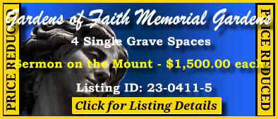 4 Single Grave Spaces $1500ea! Gardens of Faith Memorial Gardens Baltimore, MD Sermon on the Mount #cemeteryexchange 23-0411-5