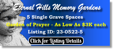 5 Single Grave Spaces $4Kea! Eternal Hills Memory Gardens Snellville, GA Prayer The Cemetery Exchange 23-0522-5