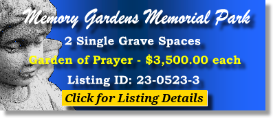 2 Single Grave Spaces $3500ea! Memory Gardens Memorial Park Las Vegas, NV Prayer #cemeteryexchange 23-0523-3