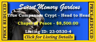 True Companion Crypt $8500! Sunset Memory Gardens Thonotosassa, FL Peace #cemeteryexchange 23-0530-4