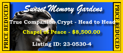 True Companion Crypt $8500! Sunset Memory Gardens Thonotosassa, FL Peace #cemeteryexchange 23-0530-4