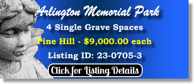 4 Single Grave Spaces $9Kea! Arlington Memorial Park Sandy Springs, GA Pinehill The Cemetery Exchange 23-0705-3