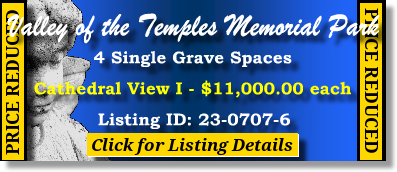 4 Single Grave Spaces $11Kea! Valley of the Temples Kaneohe, HI Cathedral View 1 #cemeteryexchange 23-0707-6