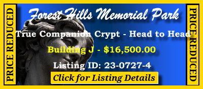 True Companion Crypt $16500! Forest Hills Memorial Park Palm City, FL Building J #cemeteryexchange 23-0727-4