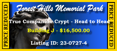 True Companion Crypt $16500! Forest Hills Memorial Park Palm City, FL Building J #cemeteryexchange 23-0727-4