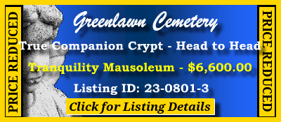 True Companion Crypt $6600! Greenlawn Cemetery Jacksonville, FL Tranquility #cemeteryexchange 23-0801-3