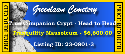 True Companion Crypt $6600! Greenlawn Cemetery Jacksonville, FL Tranquility #cemeteryexchange 23-0801-3