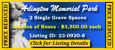 2 Single Grave Spaces $3500ea! Arlington Memorial Park Sandy Springs, GA Roses #cemeteryexchange 23-0920-8