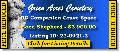 DD Companion Grave Space $3900! Green Acres Cemetery Scottsdale, AZ Good Shepherd The Cemetery Exchange 23-0921-3