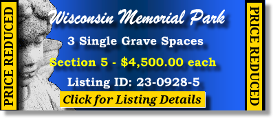3 Single Grave Spaces $4500ea! Wisconsin Memorial Park Brookfield, WI Section 5 #cemeteryexchange 23-0928-5