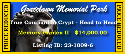 True Companion Crypt $14K! Gracelawn Memorial Park New Castle, DE Memory Garden II #cemeteryexchange 23-1009-6