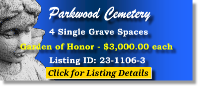 4 Single Grave Spaces $3Kea! Parkwood Cemetery Baltimore, MD Field of Honor #cemeteryexchange 23-1106-3