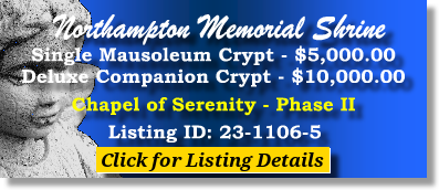 3 Mausoleum Crypts $15K! Northampton Memorial Shrine Easton, PA Chapel of Serenity The Cemetery Exchange 23-1106-5