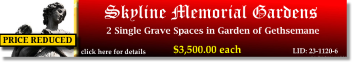 2 Single Grave Spaces $3500ea! Skyline Memorial Gardens Portland, OR Gethsemane The Cemetery Exchange 23-1120-6