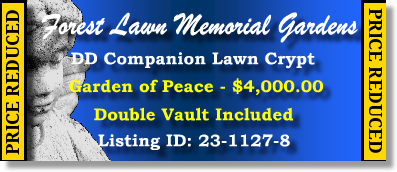 DD Companion Lawn Crypt $4K! Forest Lawn Memorial Gardens College Park, GA Peace #cemeteryexchange 23-1127-8