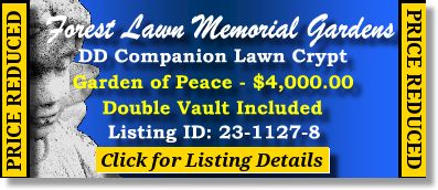 DD Companion Lawn Crypt $4K! Forest Lawn Memorial Gardens College Park, GA Peace #cemeteryexchange 23-1127-8