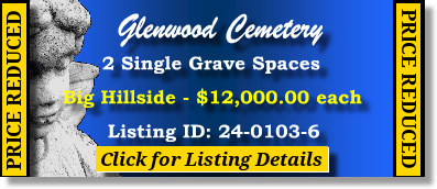 2 Single Grave Spaces $12Kea! Glenwood Cemetery Houston, TX Big Hillside The Cemetery Exchange 24-0103-6