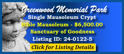 Single Crypt $6500K! Greenwood Memorial Park San Diego, CA Bible Sanctuary of Goodness The Cemetery Exchange 24-0122-5