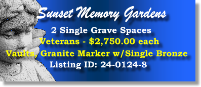 2 Single Grave Spaces $2750ea! Sunset Memory Gardens Charlotte, NC Veterans #cemeteryexchange 24-0124-8