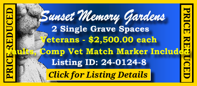 2 Single Grave Spaces $2500ea! Sunset Memory Gardens Charlotte, NC Veterans #cemeteryexchange 24-0124-8