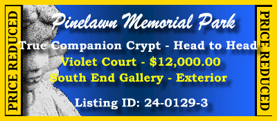 True Companion Crypt $12K! Pinelawn Memorial Park Farmindale, NY Violet Court #cemeteryexchange 24-0129-3