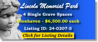 4 Single Grave Spaces $6500ea! Lincoln Memorial Park Portland, OR Glenhaven The Cemetery Exchange 24-0207-5