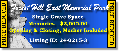 Single Grave Space $2K Forest Hill East Memorial Park Memphis, TN Memories #cemeteryexchange 24-0215-3