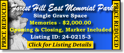 Single Grave Space $2K! Forest Hill East Memorial Park Memphis, TN Memories #cemeteryexchange 24-0215-3